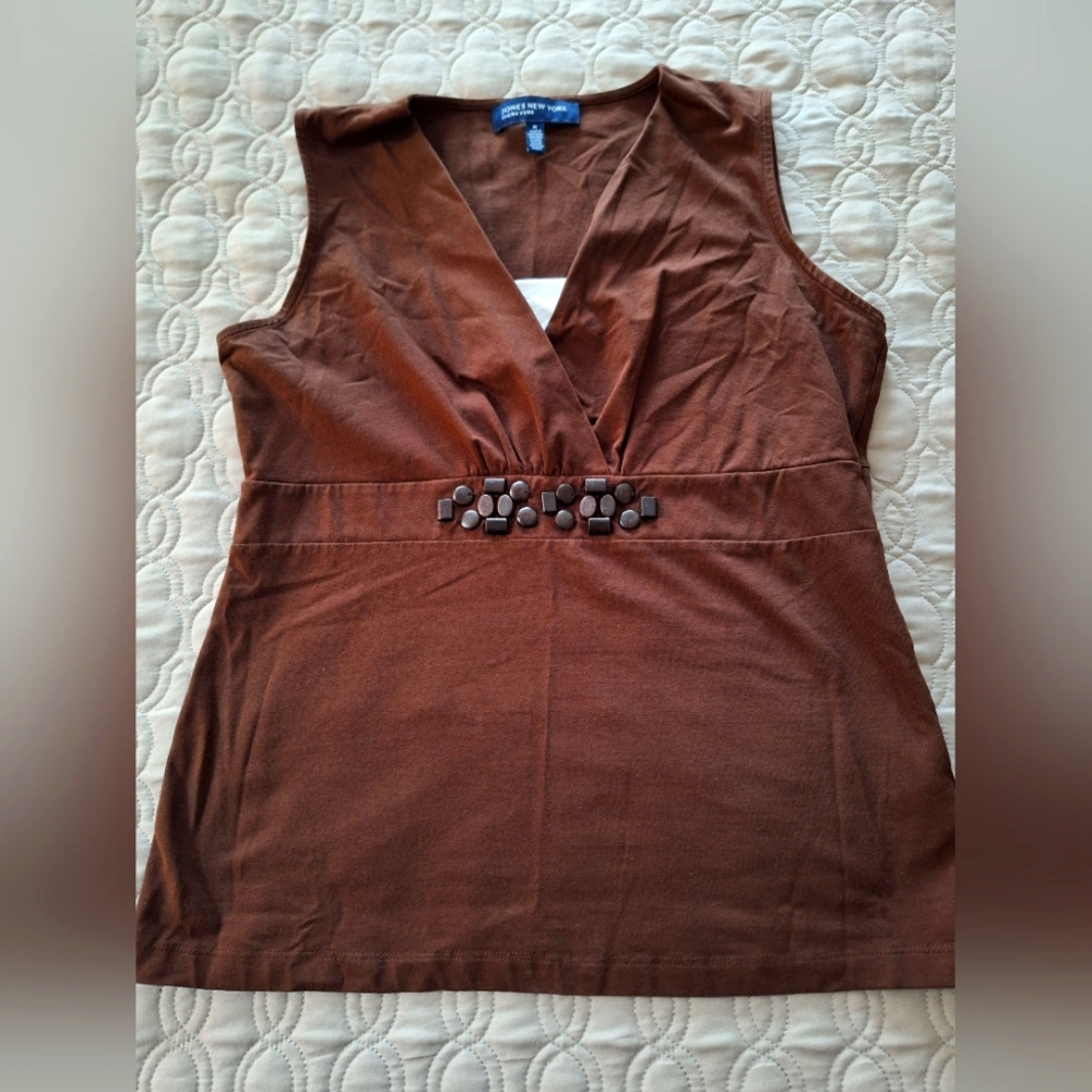 Jones New York Signature -Brown Sleeveless Top- Y2K